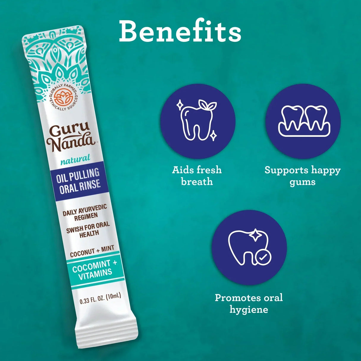 Cocomint Oil Pulling Travel Sachets with Natural Essential Oils & Vitamins