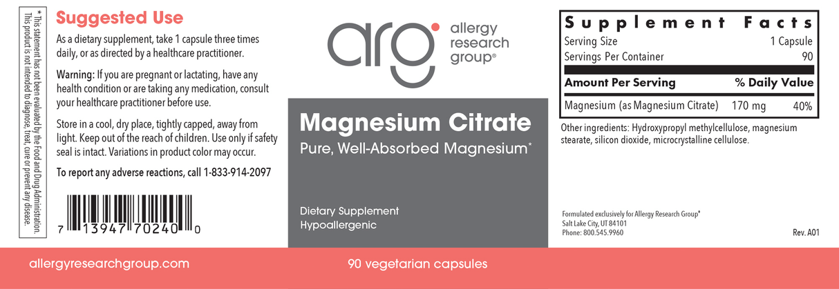 Magnesium Citrate 90Veggie Caps