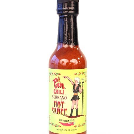 Award winning Cin Chili Serrano Hot Sauce