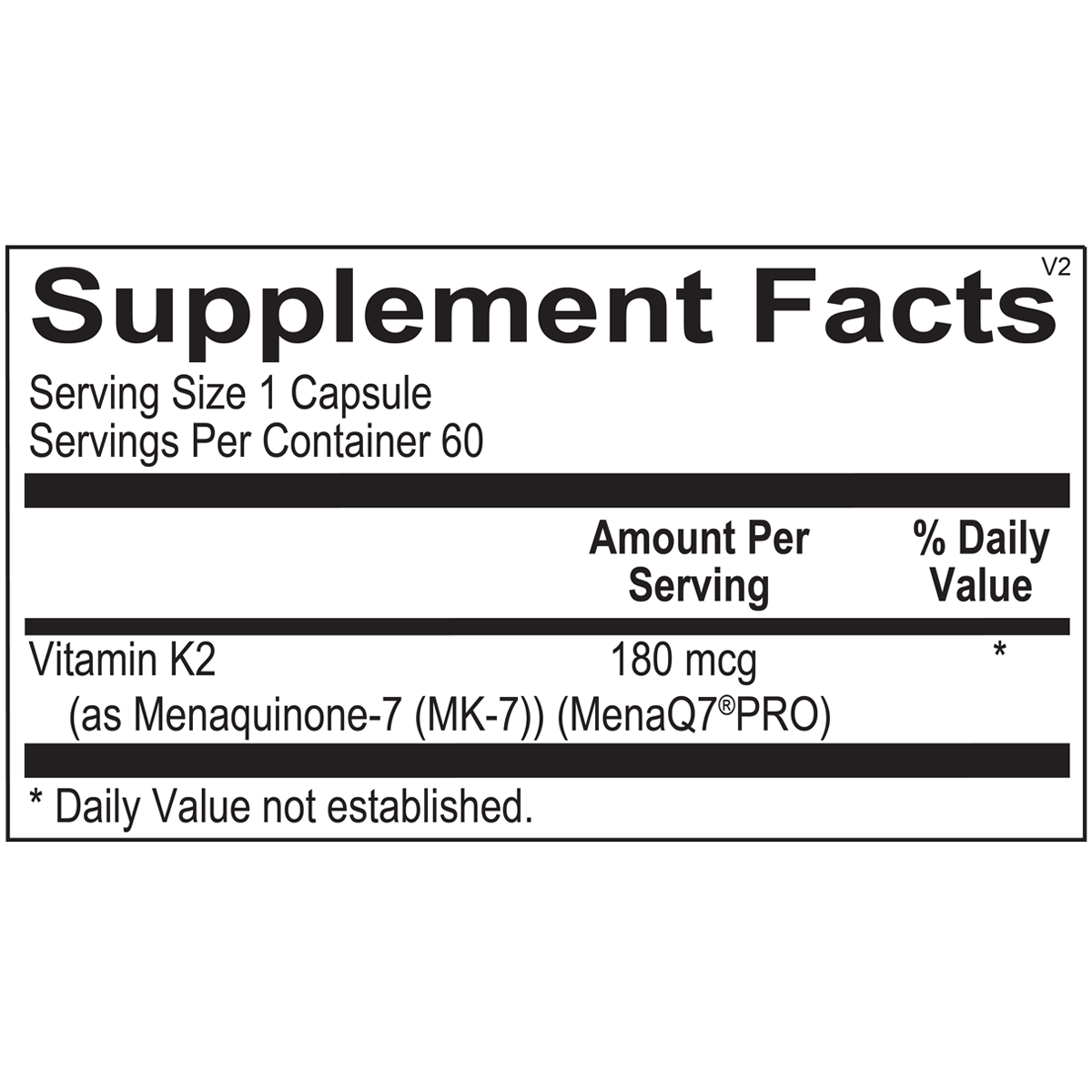 Vitamin K2 180 MCG 60Capsules