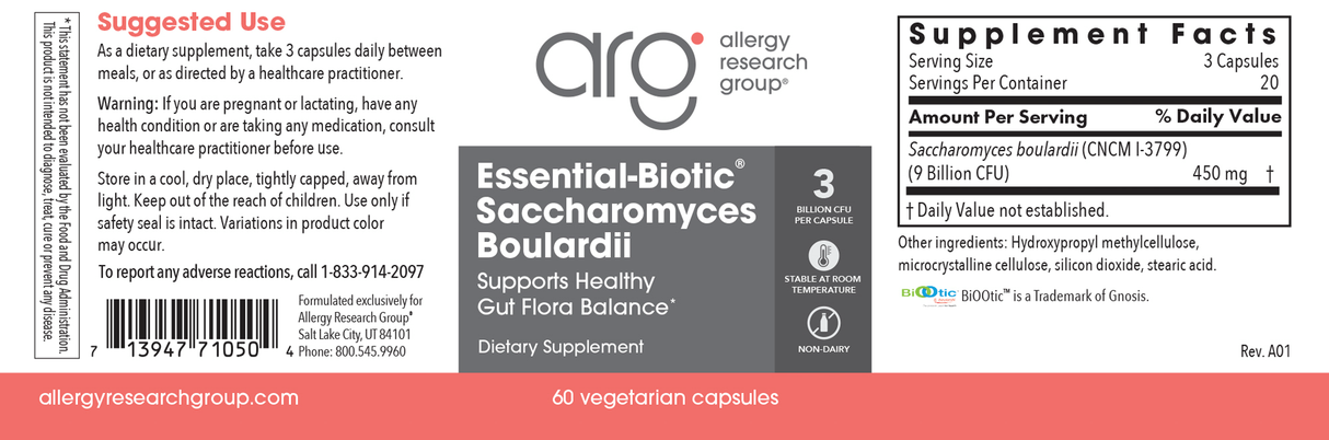 Essential-Biotic Saccharomyces Boulardii 60Veggie Caps