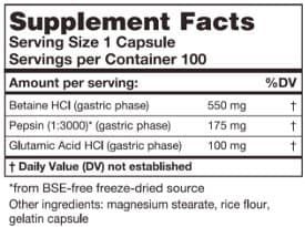 HCL-Pepsin 100 Capsules