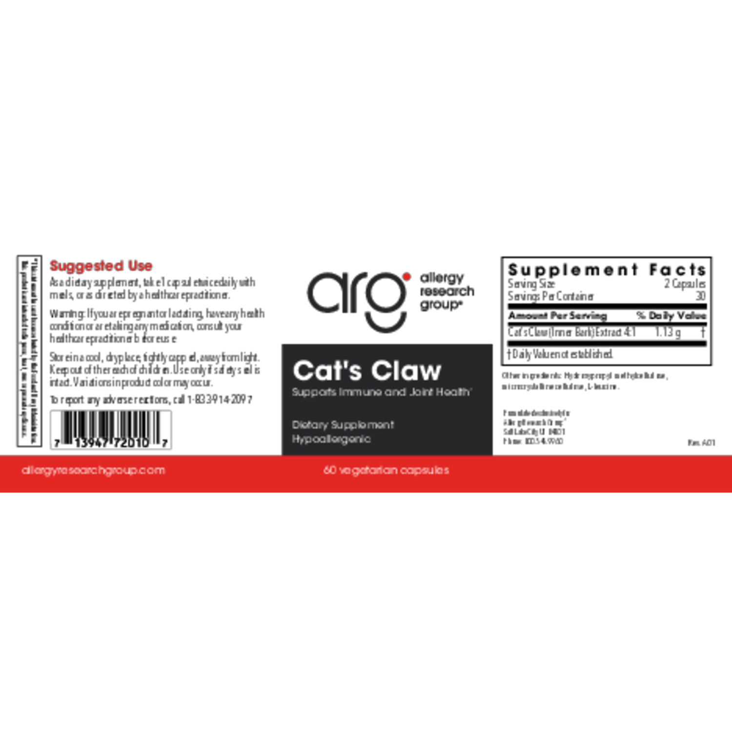 Cat's Claw 60 Veggie Caps