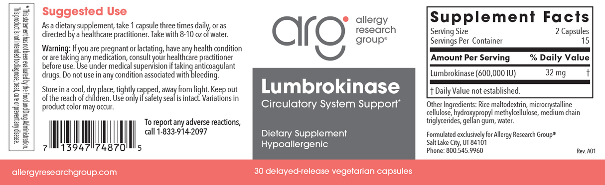 Lumbrokinase 30 Capsules