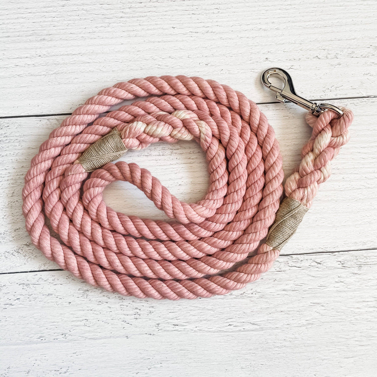 Powder Pink Leash: 4 Feet / Solid / 3/8 Inch