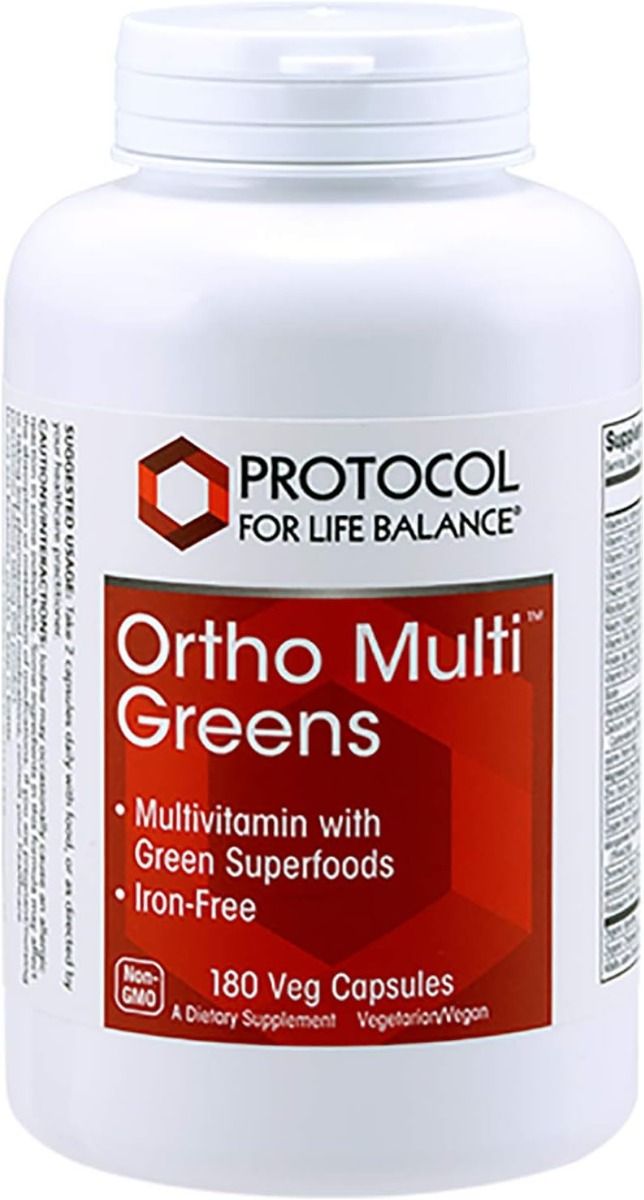 Ortho Multi Greens Iron-Free 180c 180Veggie Caps