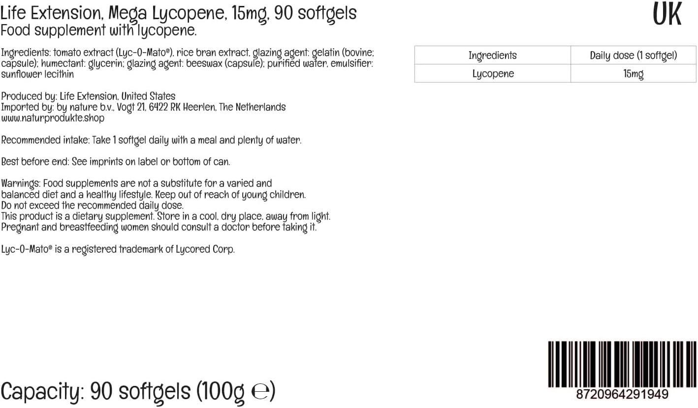 Mega Lycopene Extract 15 MG 90 Softgels