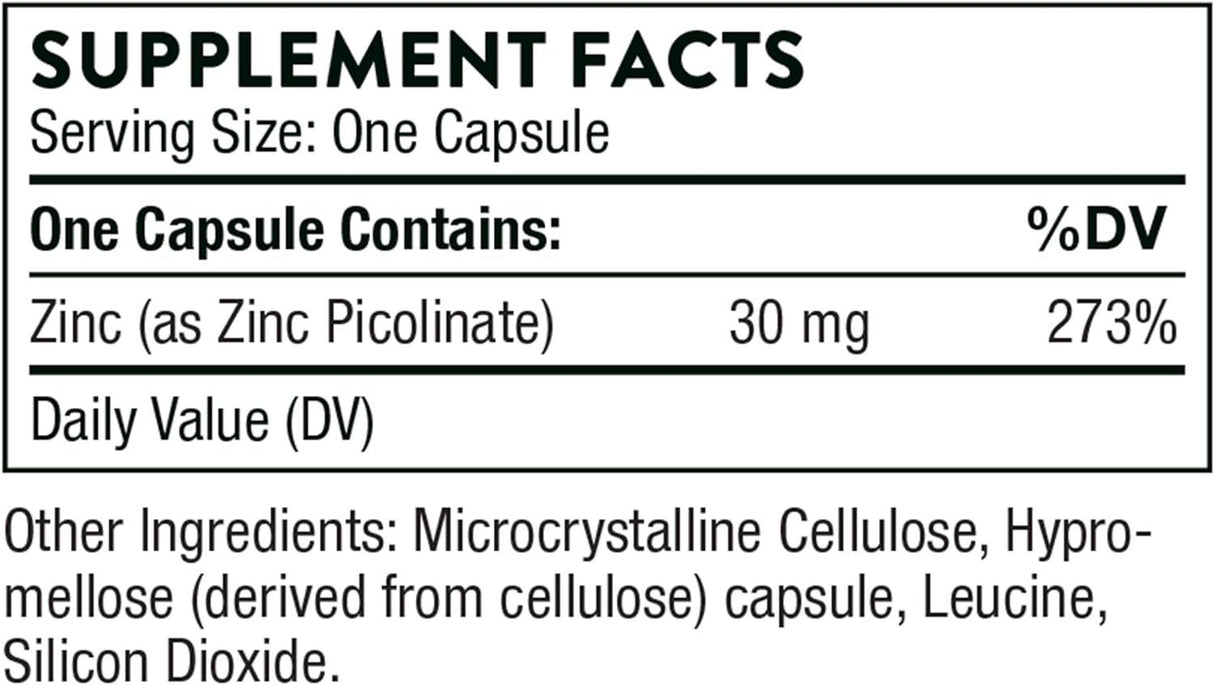 Double Strength Zinc Picolinate 30 MG 60 Veggie Caps