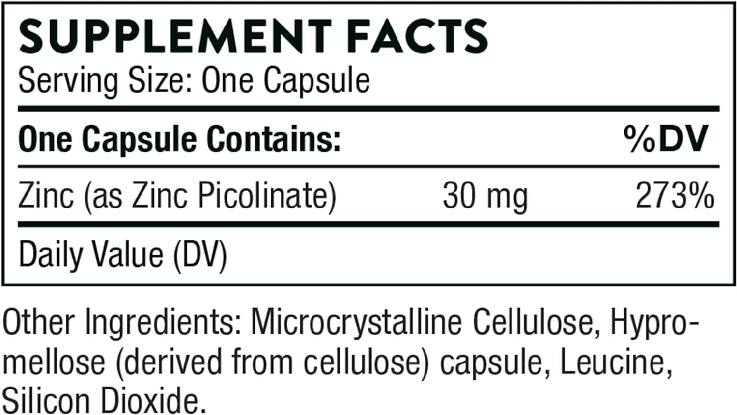 Double Strength Zinc Picolinate 30 MG 60 Veggie Caps