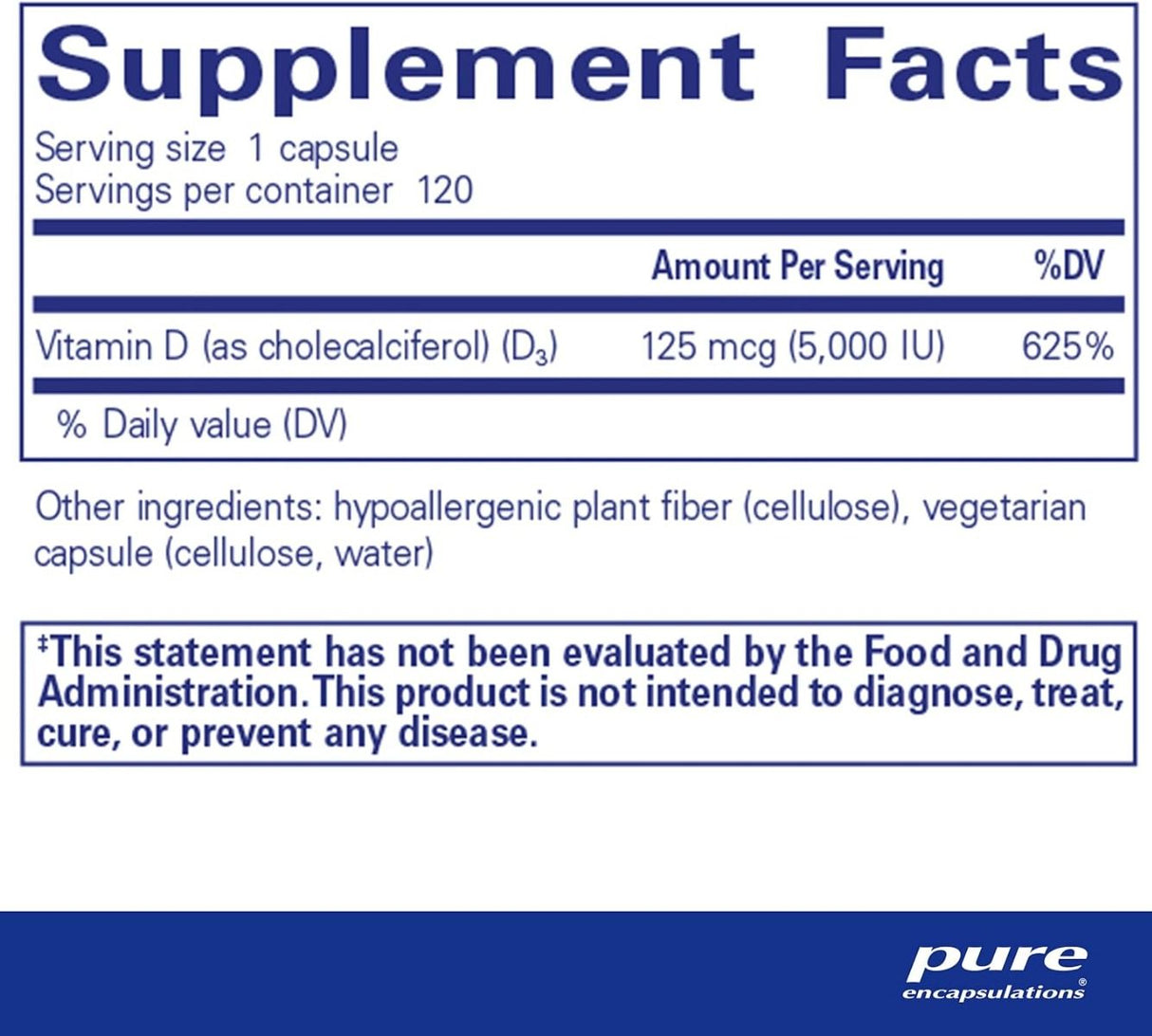 Vitamin D3 5000 IU 120 Veggie Caps