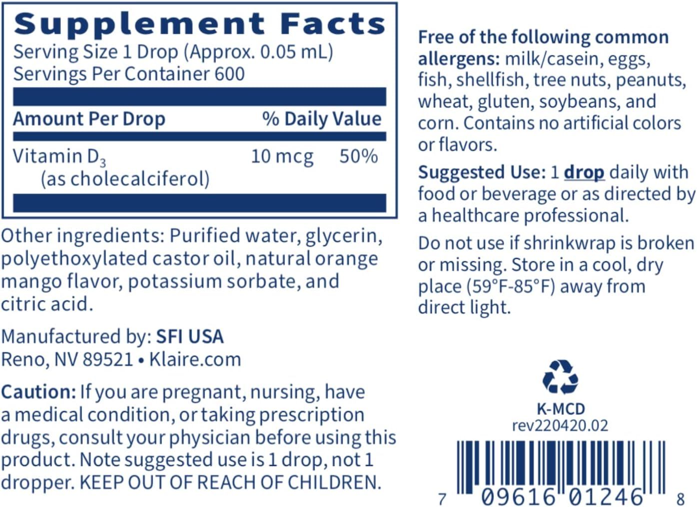 Micellized Vitamin D3 1 Fl Oz (30m L)liquid