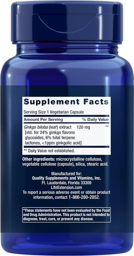 Ginkgo Biloba Certified Extract 120 MG 365 Veggie Caps