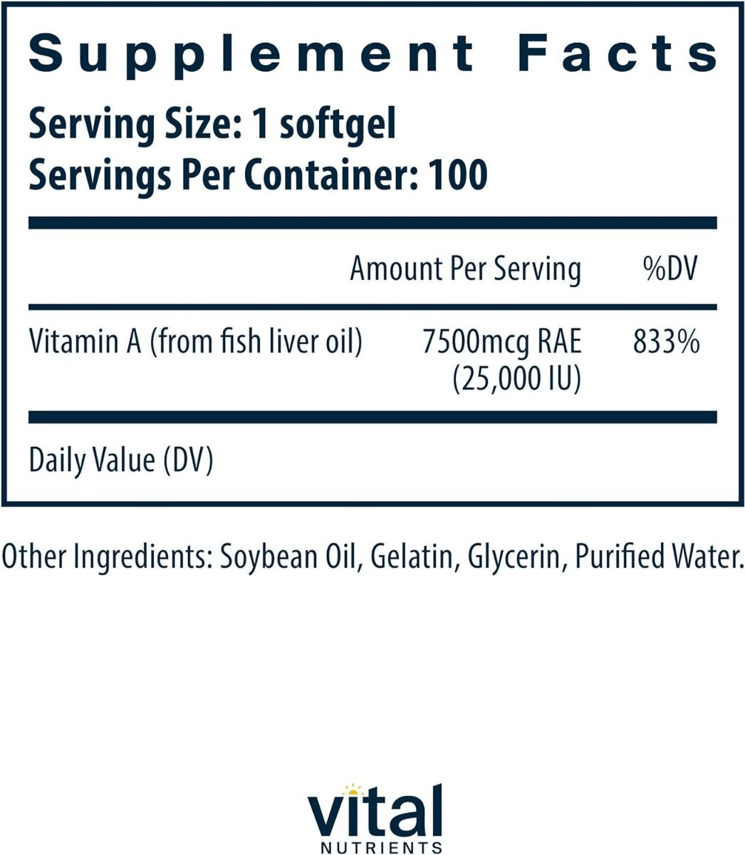 Vitamin A 25000 IU 100 Softgels