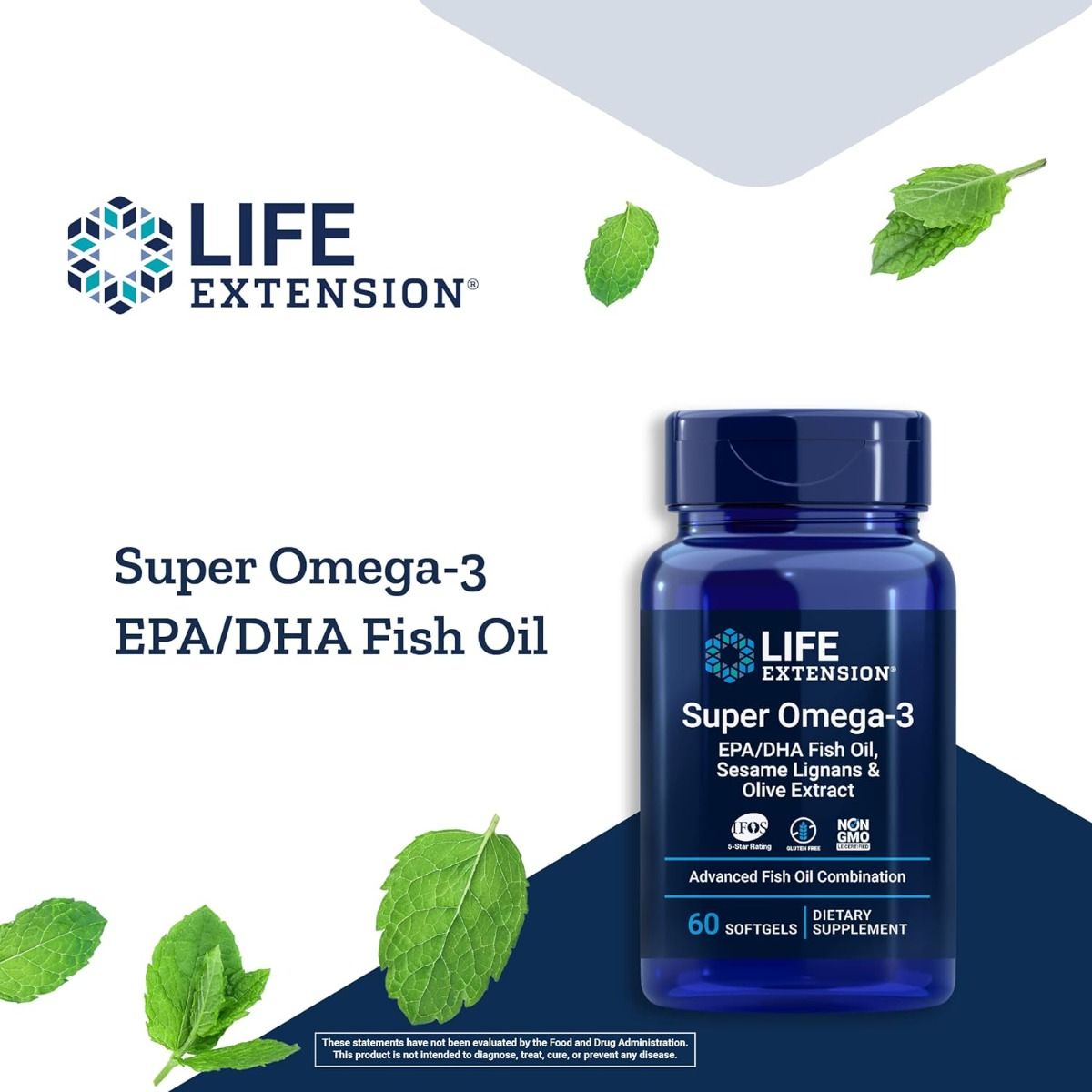 Super Omega-3 EPA/DHA with Sesame Lignans & Olive Fruit Extract 60 Softgels