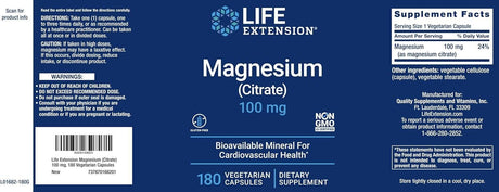 Magnesium Citrate 100 MG 100 Veggie Caps