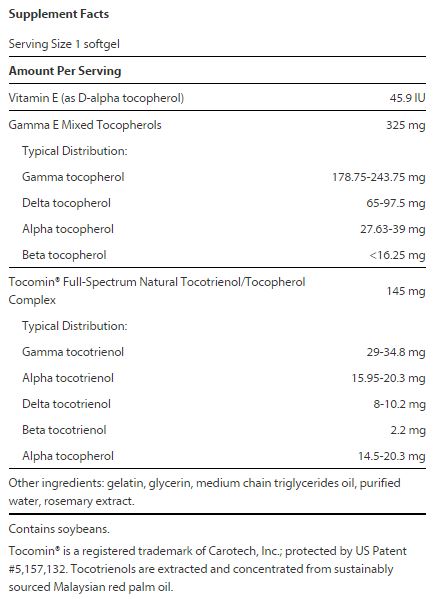 Gamma E Tocopherol/Tocotrienols 60 Softgels