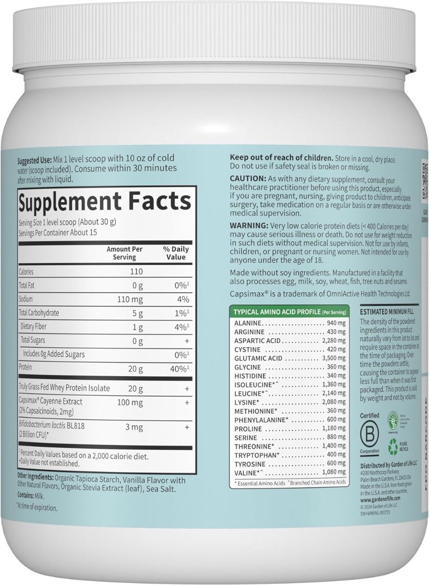 Sport Grass Fed Whey+ Weight Management Protein 450g Powder Vanilla