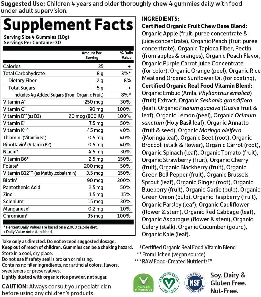 Mykind Organics Kids Multi Gummies Vegan Gummies Fruit