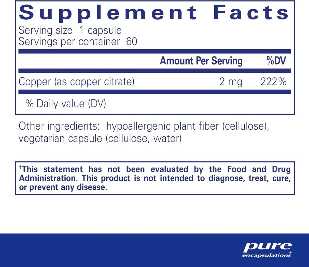 Copper Citrate 2 MG 60 Capsules
