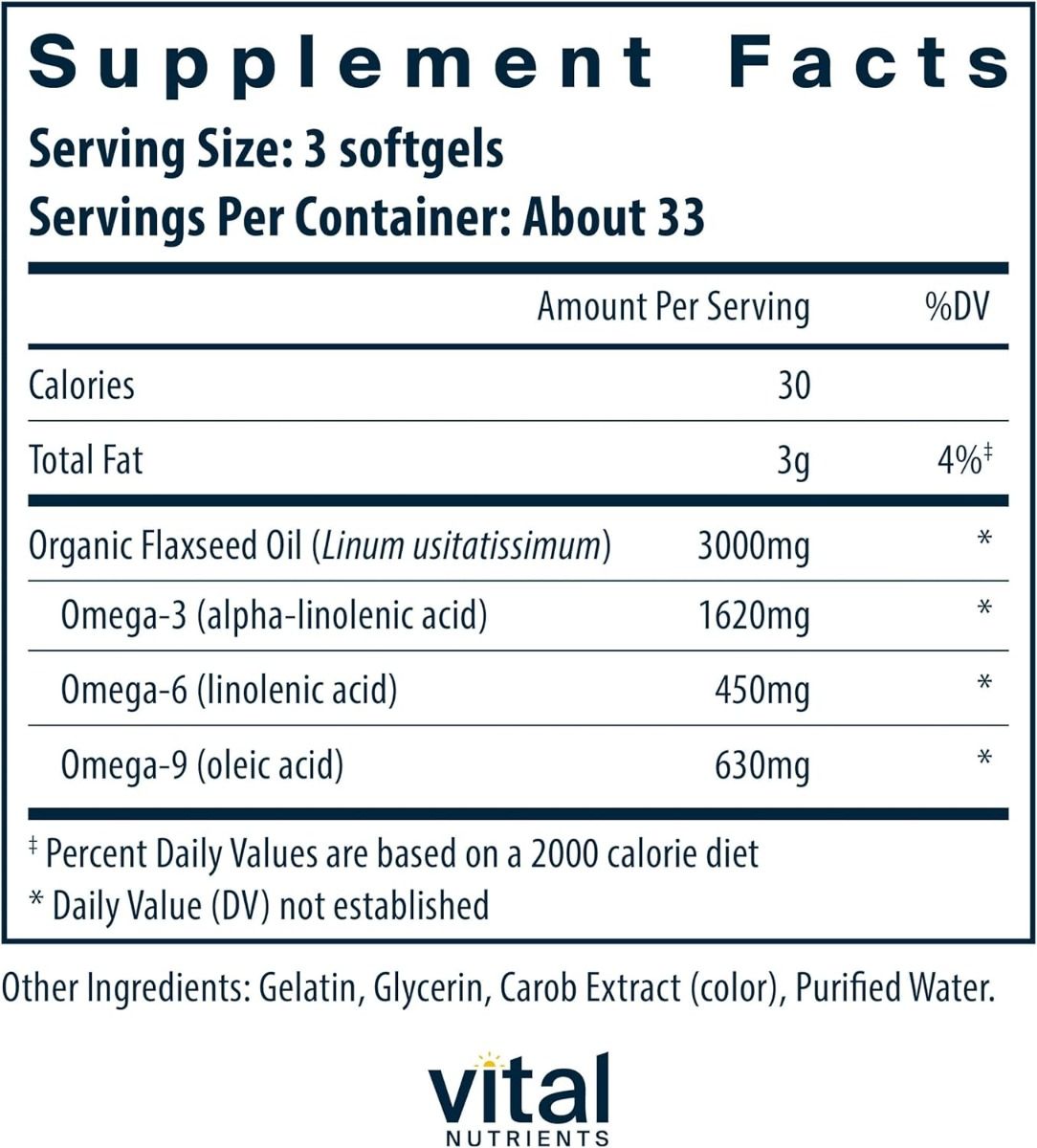 Flax Oil Organic 1000 MG 100Capsules