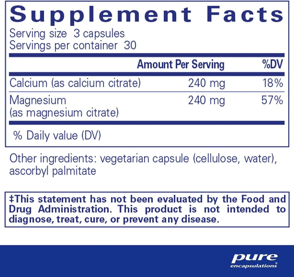 Calcium Magnesium Citrate 90 Capsules