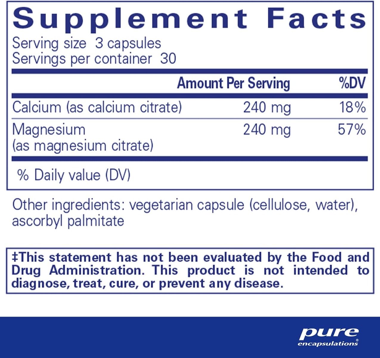 Calcium Magnesium Citrate 90 Capsules