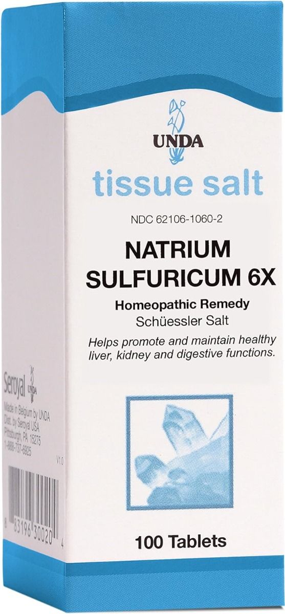 Natrium Sulfuricum 6X Homeopathic Remedy (Schuessler Salt) 100 Tablets