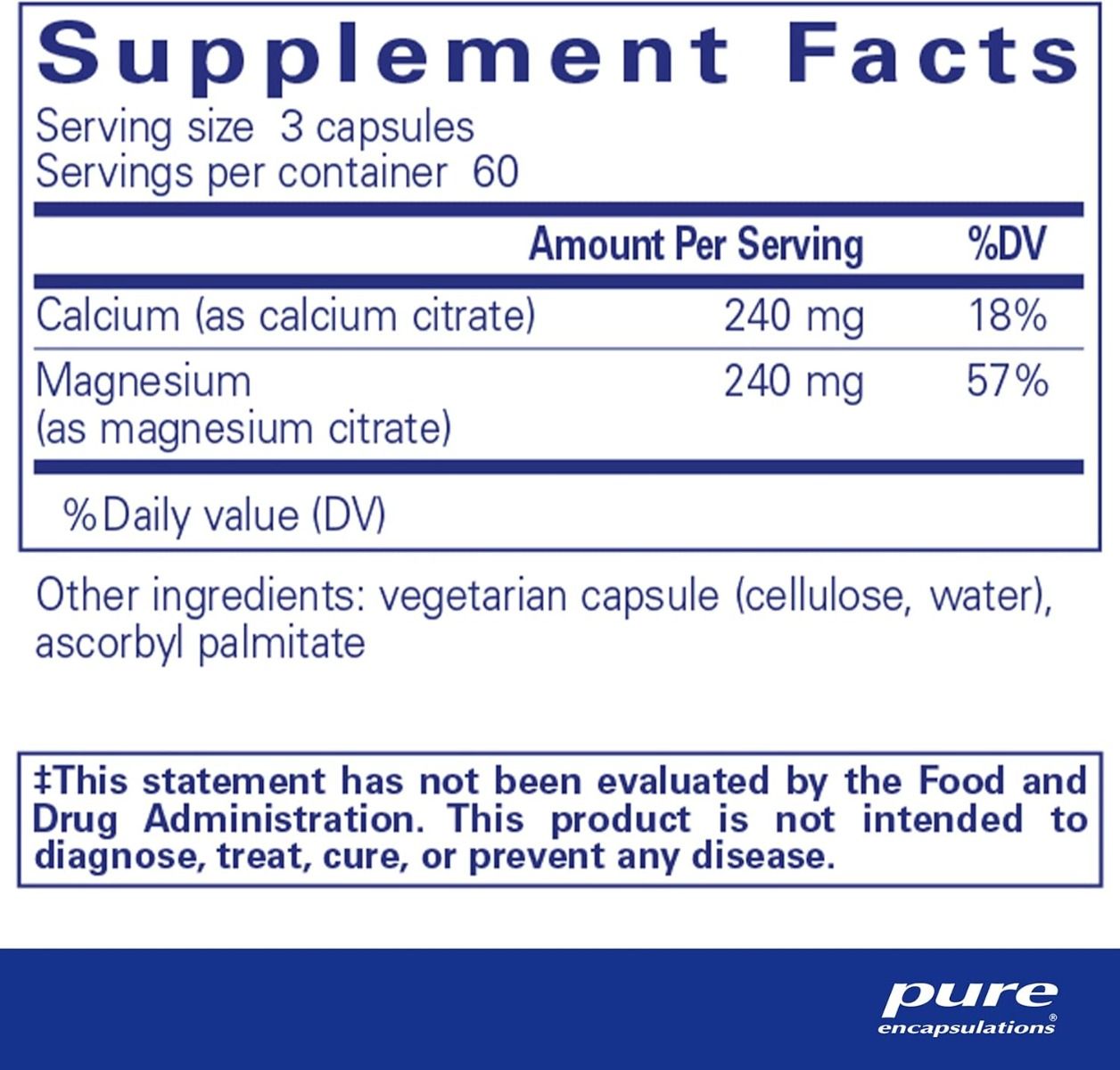 Calcium Magnesium Citrate 180 Capsules
