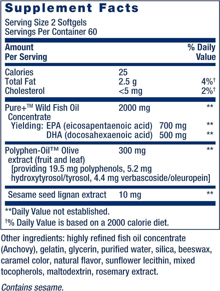Super Omega-3 EPA/DHA with Sesame Lignans & Olive Extract Softgels