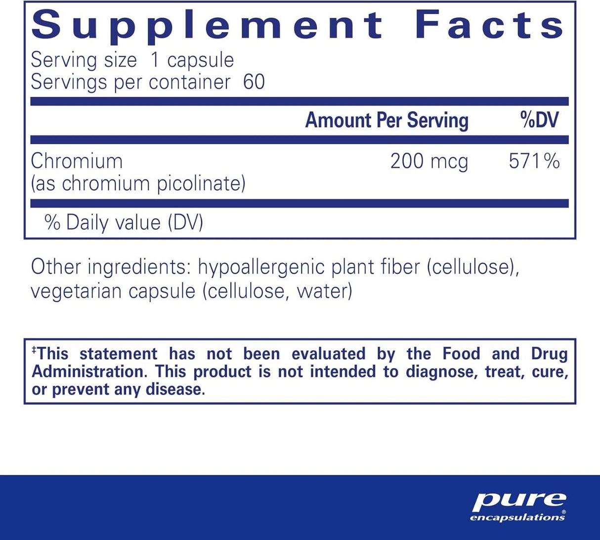Chromium Picolinate 200 MCG 60 Veggie Caps