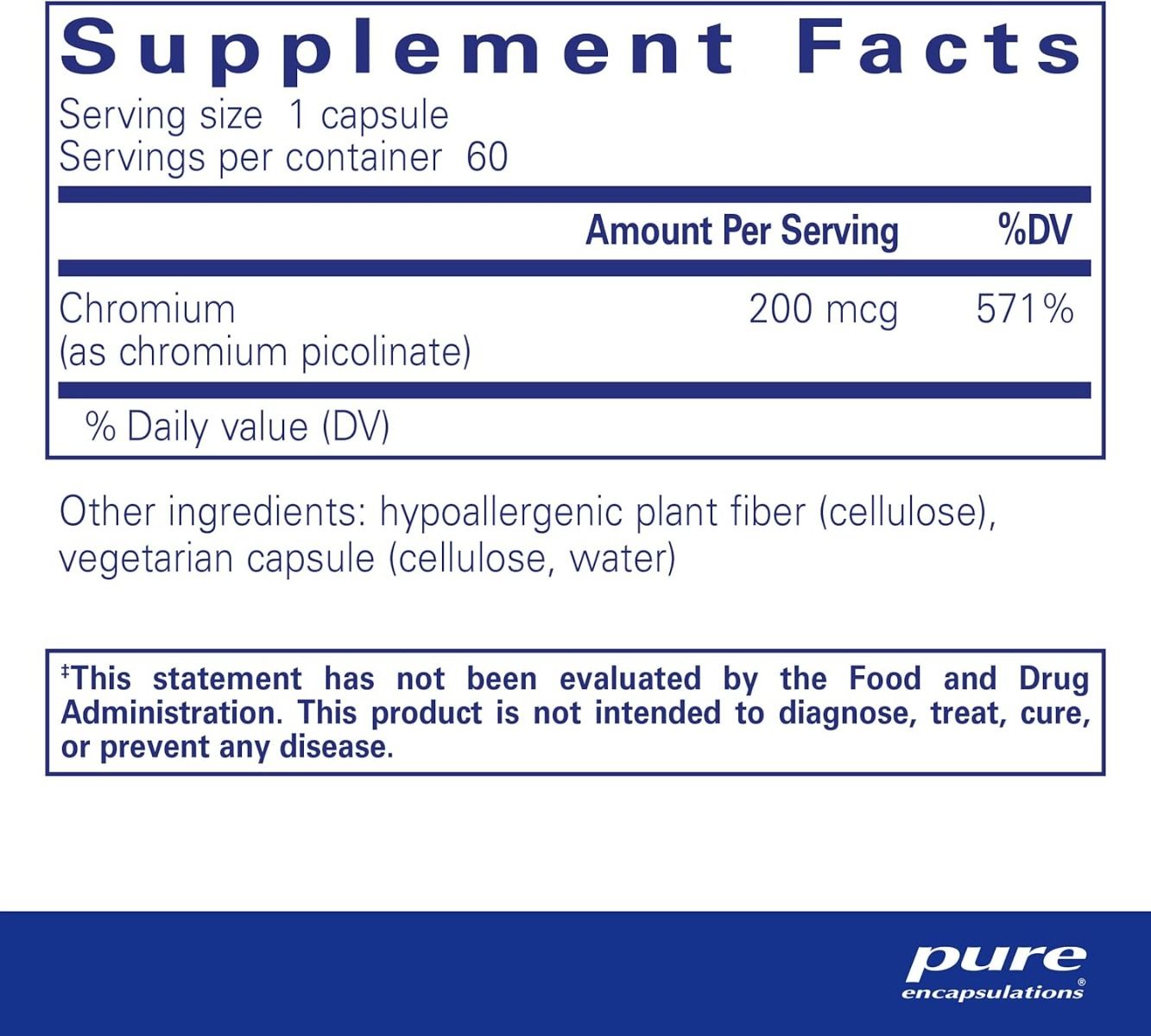 Chromium Picolinate 200 MCG 60 Veggie Caps
