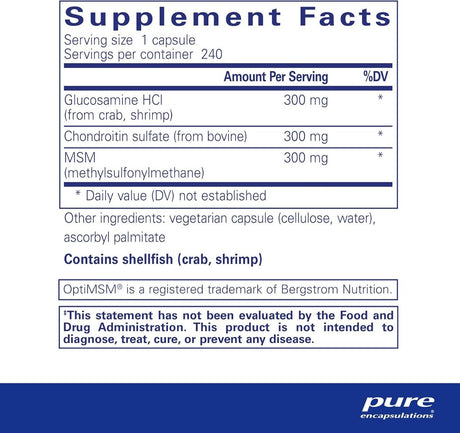 Glucosamine + Chondroitin with MSM 240 Veggie Caps