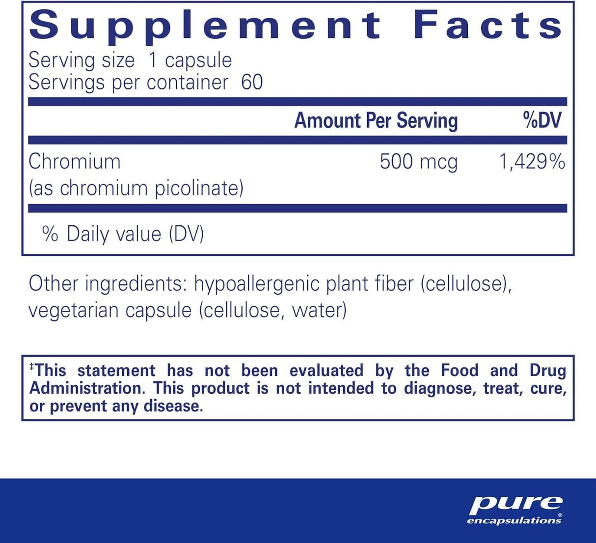 Chromium Picolinate 500 MCG 60 Veggie Caps