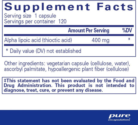 Alpha Lipoic Acid 400 MG 120 Veggie Caps