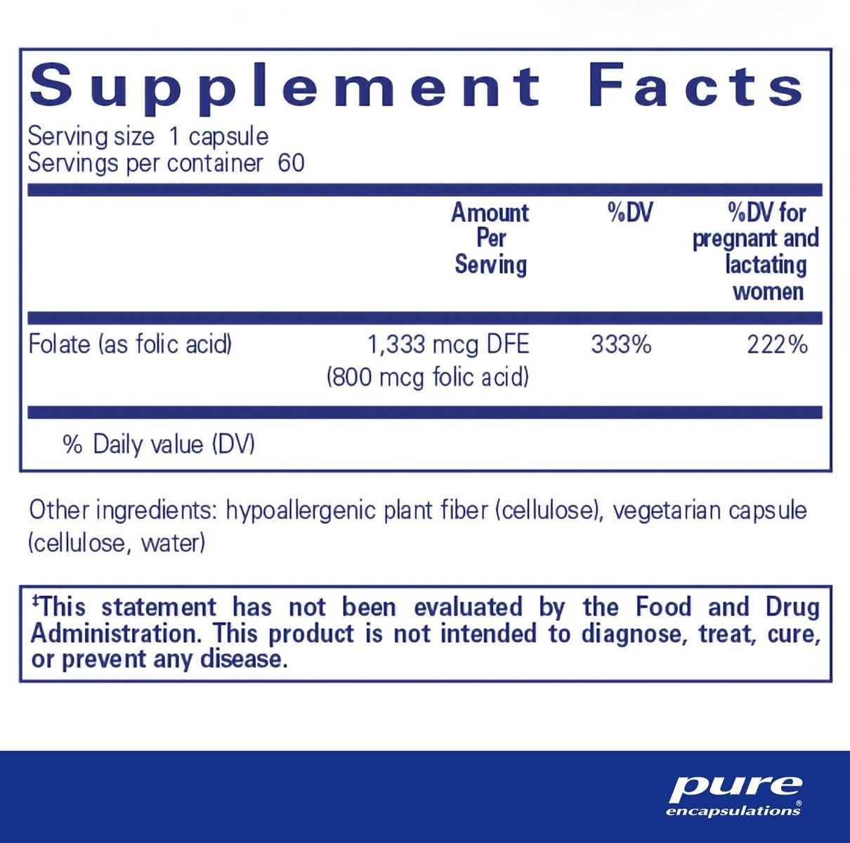 Folic Acid 60 Veggie Caps