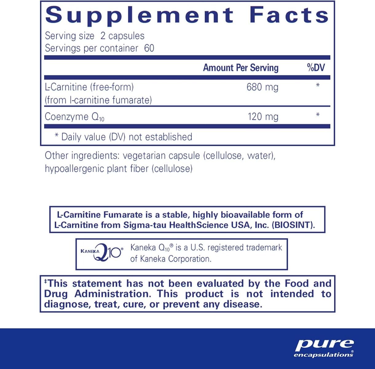 CoQ10 I-Carnitine Fumarate 120 Veggie Caps