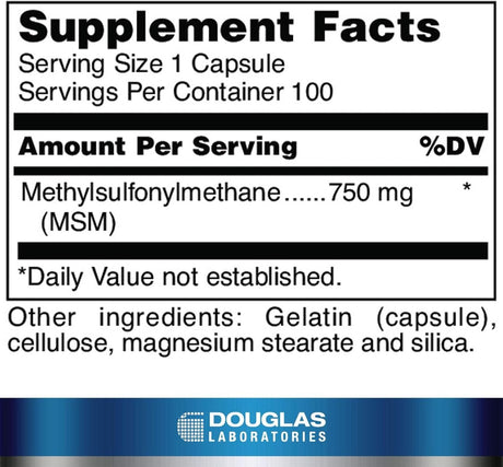 MSM Capsules 750 MG 100 Capsules