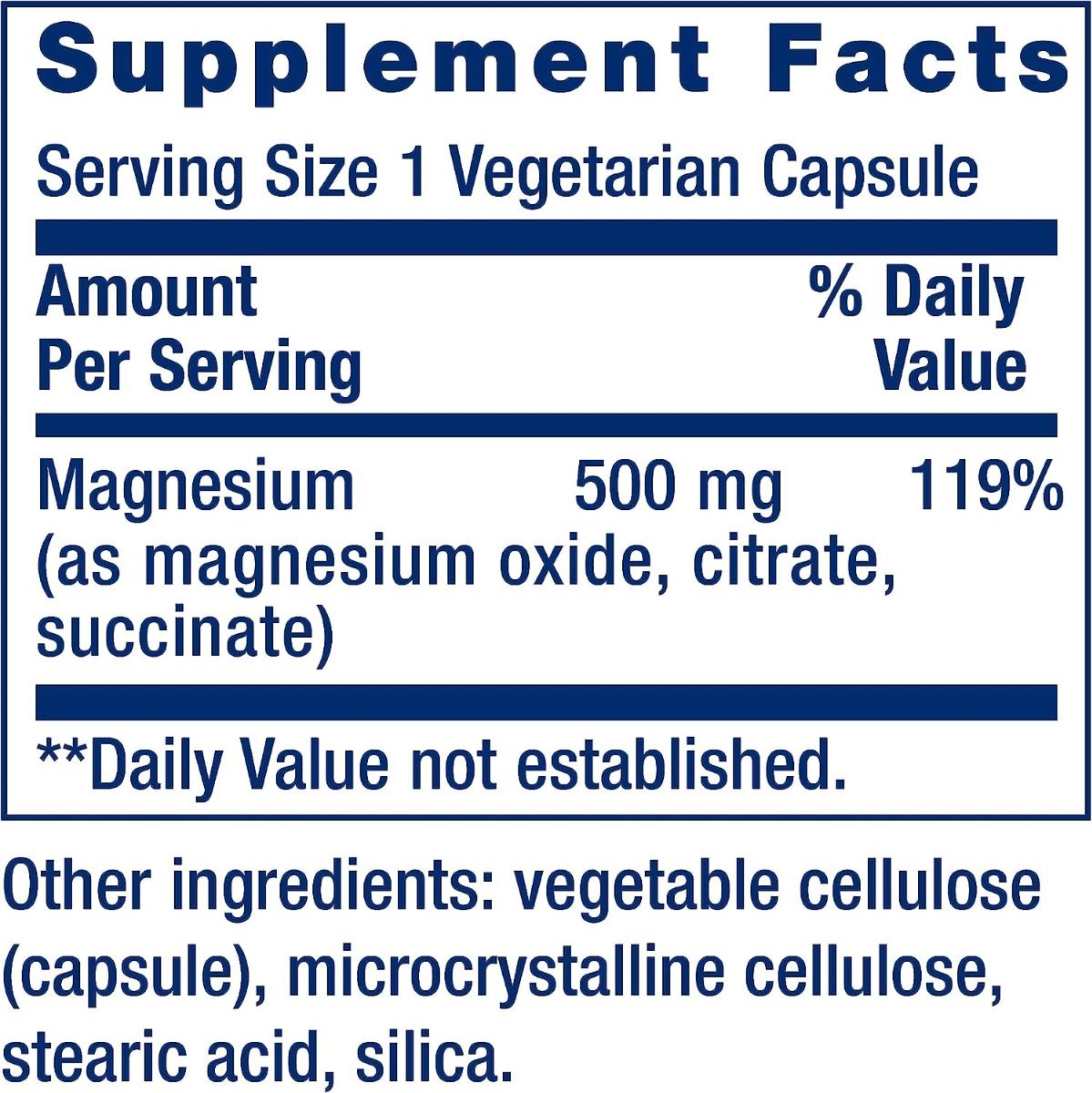 Magnesium Caps 500 MG 100 Veggie Caps