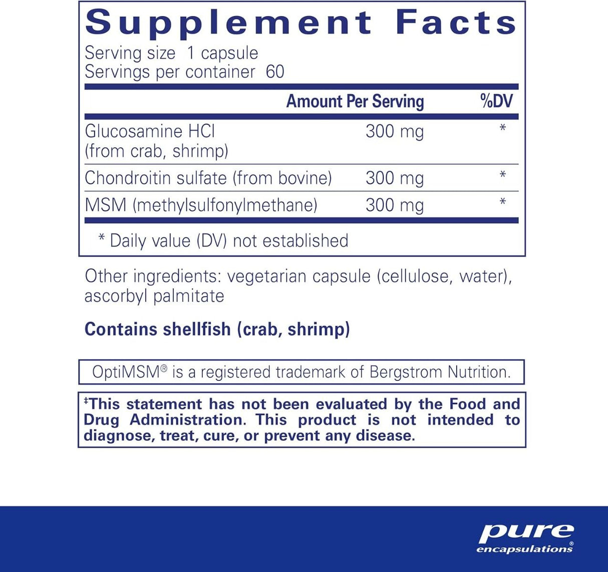 Glucosamine + Chondroitin with MSM 60 Veggie Caps