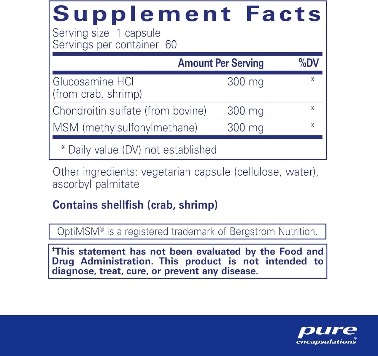Glucosamine + Chondroitin with MSM 60 Veggie Caps