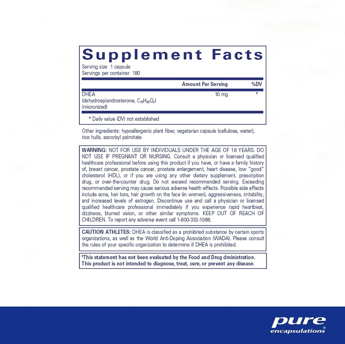 DHEA Micronized 10 MG 180 Veggie Caps