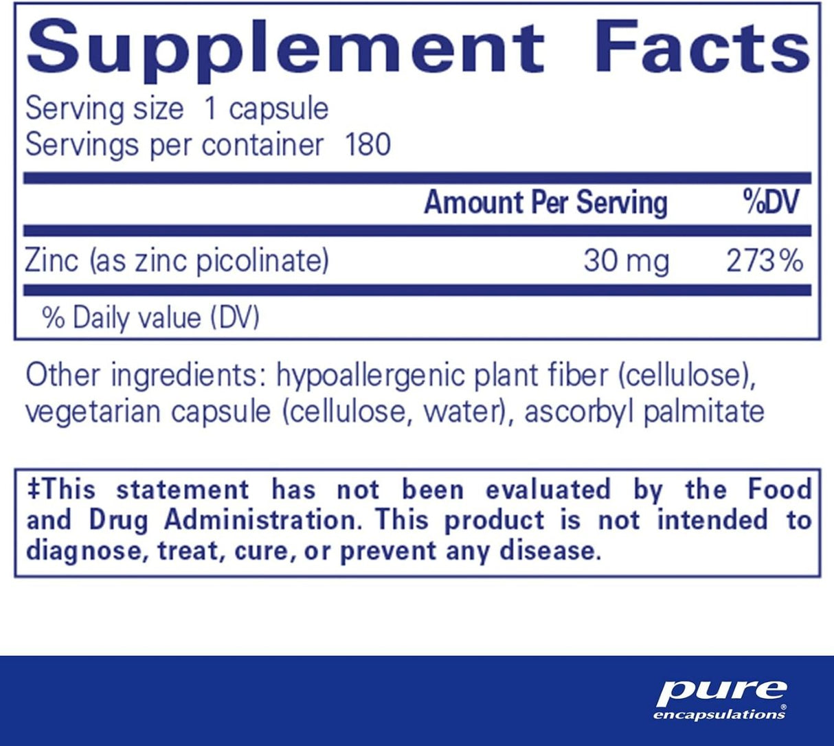 Zinc 30 180 Capsules