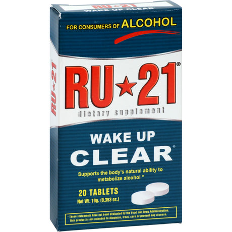 RU-21 Dietary Supplement, RU-21 Alcohol Metabolism Supplement - 20 Tablets