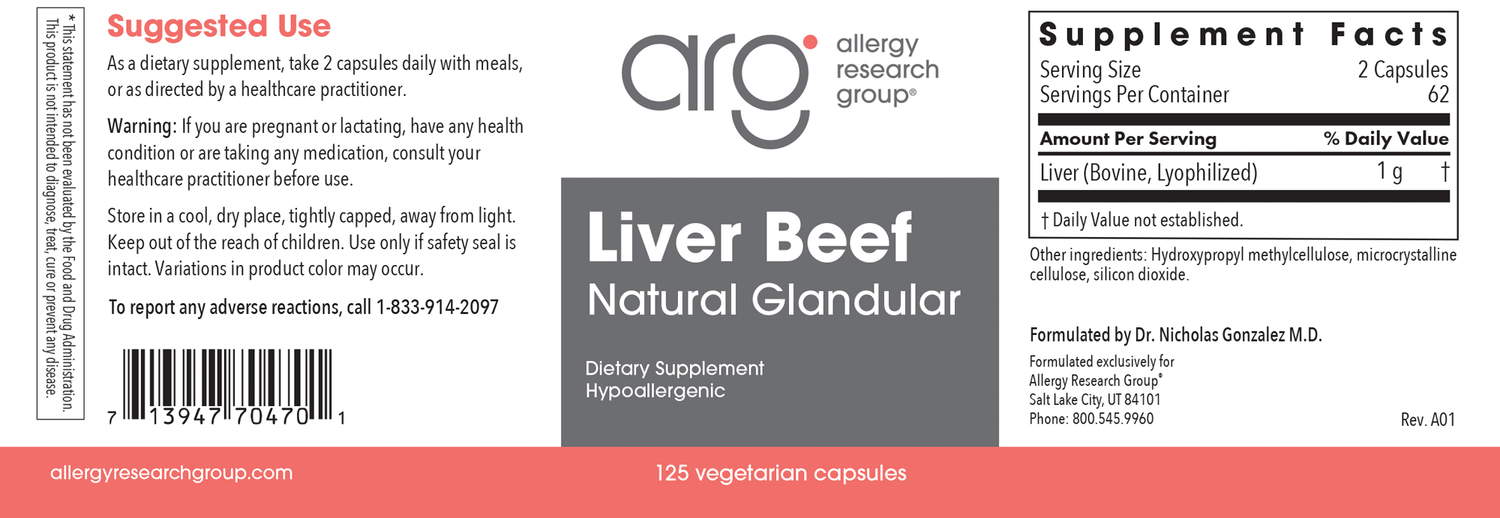 Liver Beef Glandular 125Veggie Caps