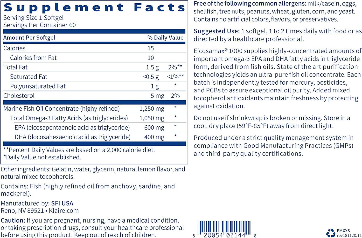 Eicosamax 1000 MG 60 Softgels