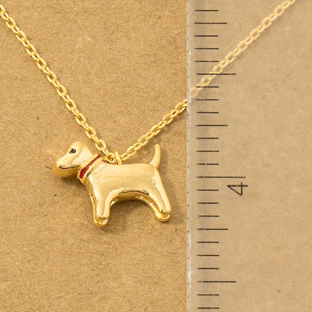 Dog Pendant Necklace: Rhodium Plated