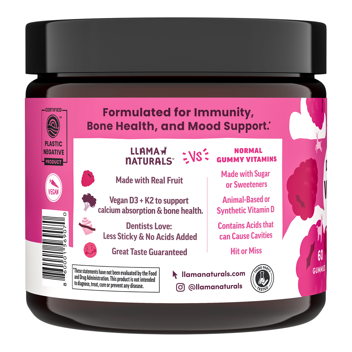 Vitamin D3 + K2 Gummies, Raspberry (60 ct)