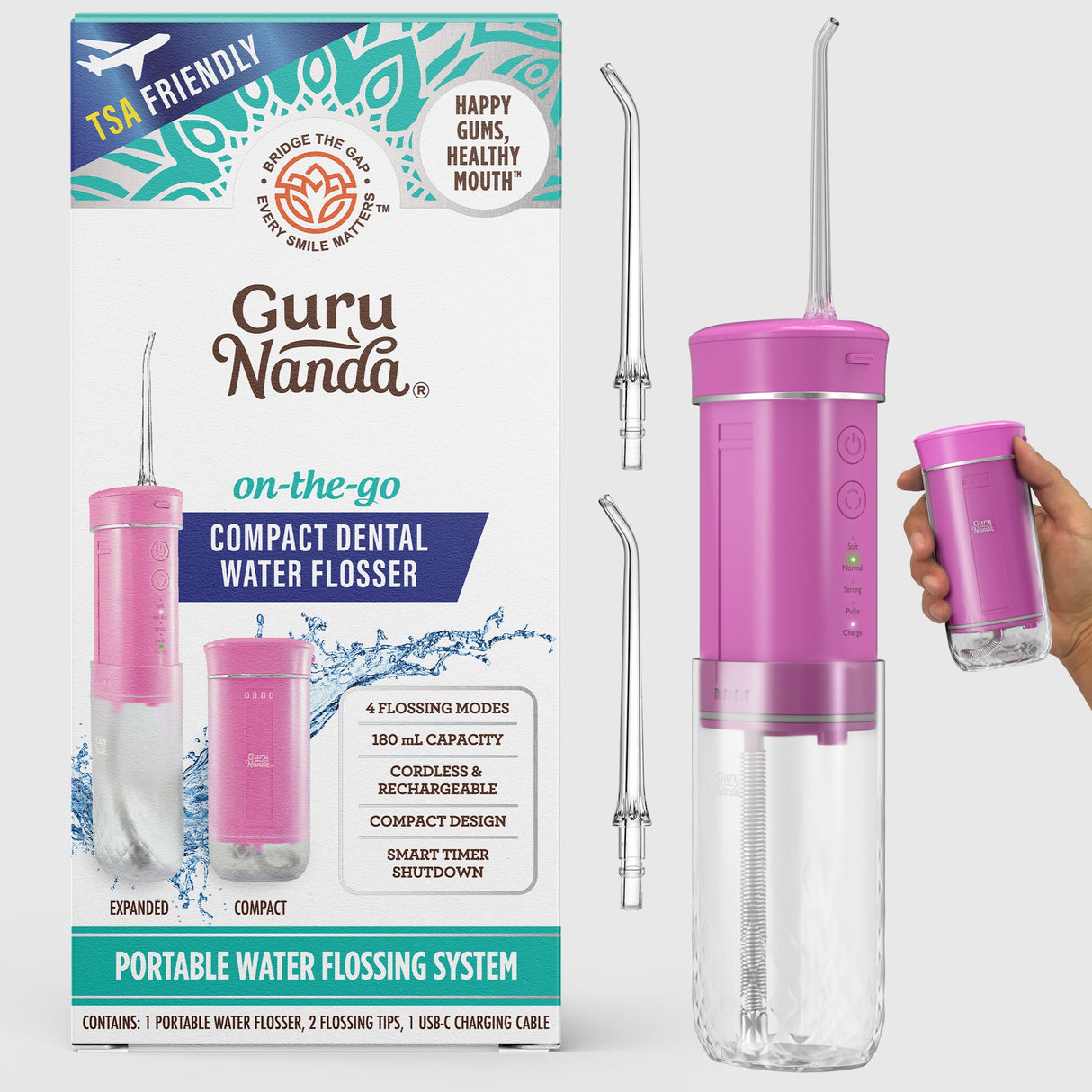 Compact Dental Water Flosser (180 ml)