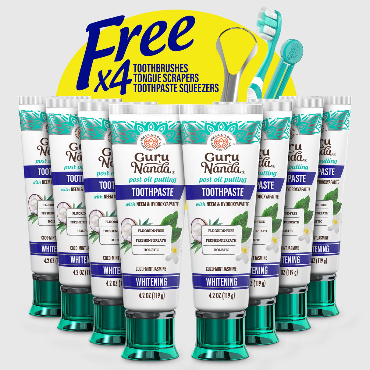 Hydroxyapatite & Neem Whitening Toothpaste, Fluoride Free – 4.2 oz