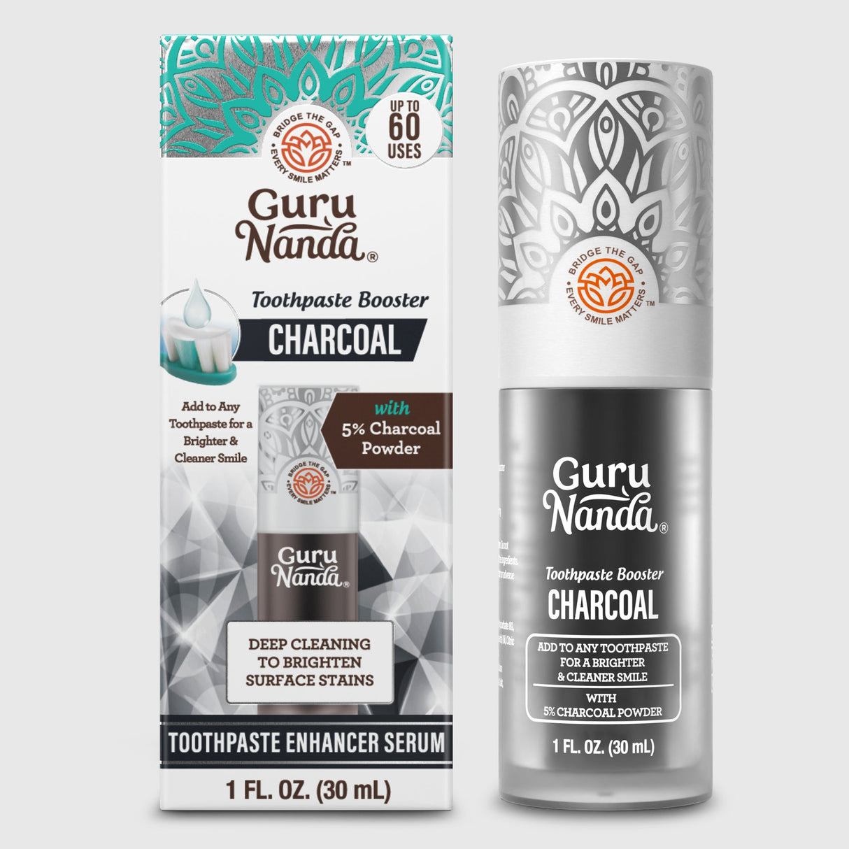 Charcoal Toothpaste Booster with 5% Charcoal Powder – 1 fl oz